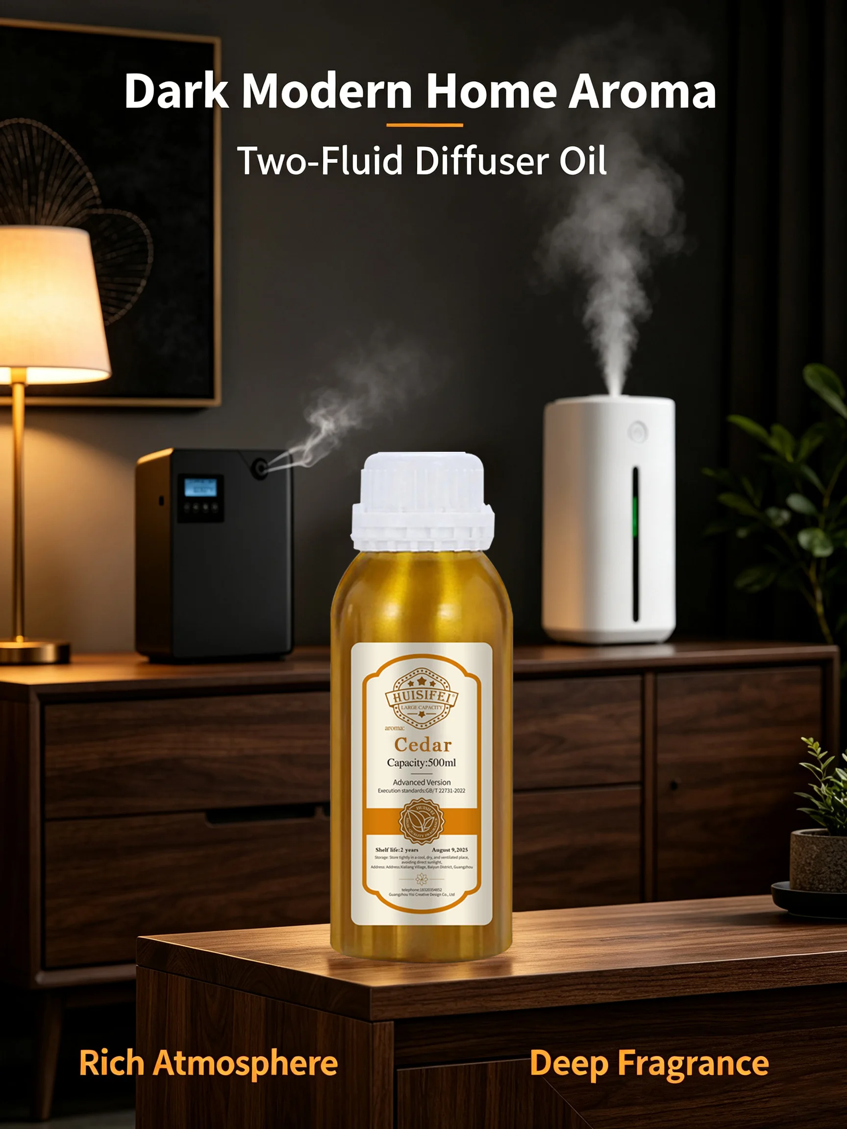 500ml Oil-based Diffuser Essential Oil Supplement - Cedar Oil - Large Capacity - Suitable for Waterless Diffusers