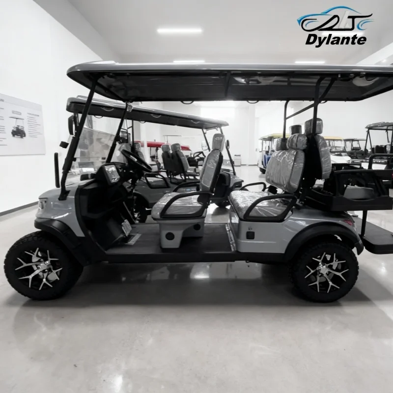 2025 الصين رائجة البيع 4000/5000/7000 واط سيارة جولف 6 مقاعد 4 عجلات عربة جولف كهربائية فاخرة 4 + 2 مقاعد للبيع التسليم السريع #4