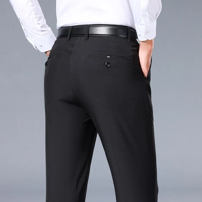 Pantalones elásticos ajustados para hombre, pantalón de negocios para correr, edición coreana, color negro, gris y azul, verano, 2024