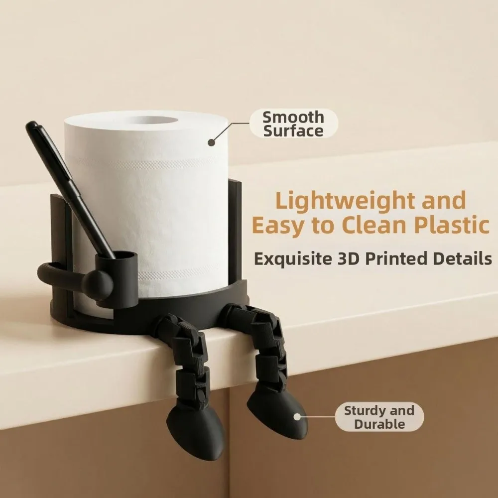 3D Printed Toilet Paper Holder PP Black White Vertical Tissue Holder Table Stand Reading Buddy Decorative Ornament Bathroom Use