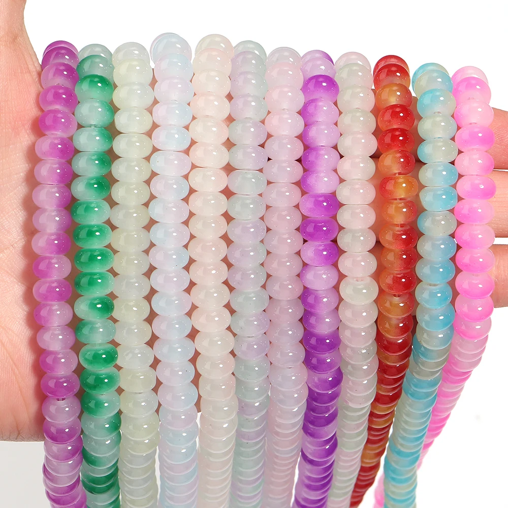 Apx 75pcs Two-color Jade Imitated Glass Bead Round Loose Spacer Abacus Beads for Jewelry Making Handmade DIY Bracelet Necklace