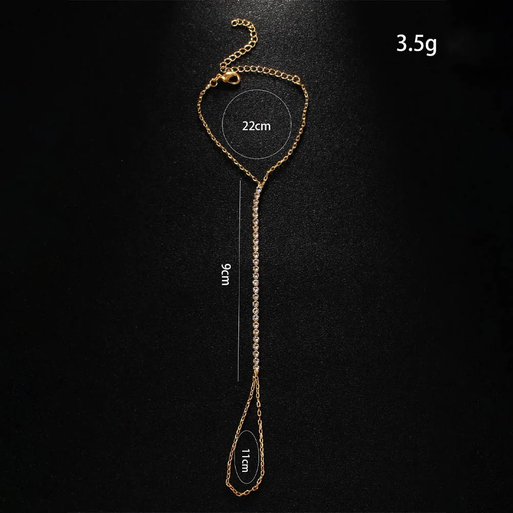 بسيطة الشرير كريستال الرقيق سلاسل للنساء بيان اكسسوارات هدية موضة Y2k حجر الراين فنجر سوار مجوهرات قابل للتعديل
