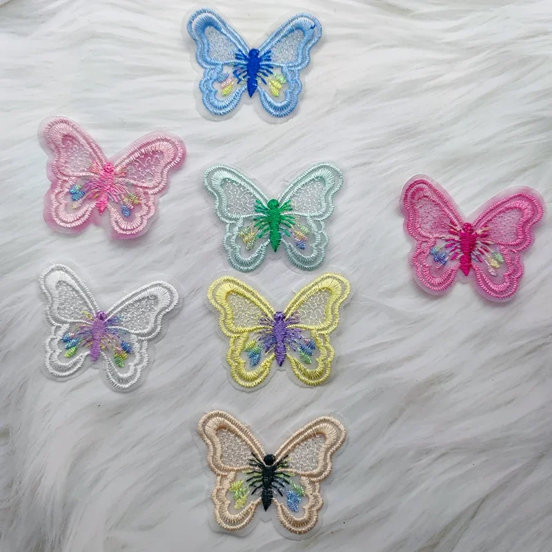 10Pcs Colored Embroidered Butterfly Jewelry Accessories Flower Lace Appliques For Clothes Sewing Supplies DIY Hair Clip