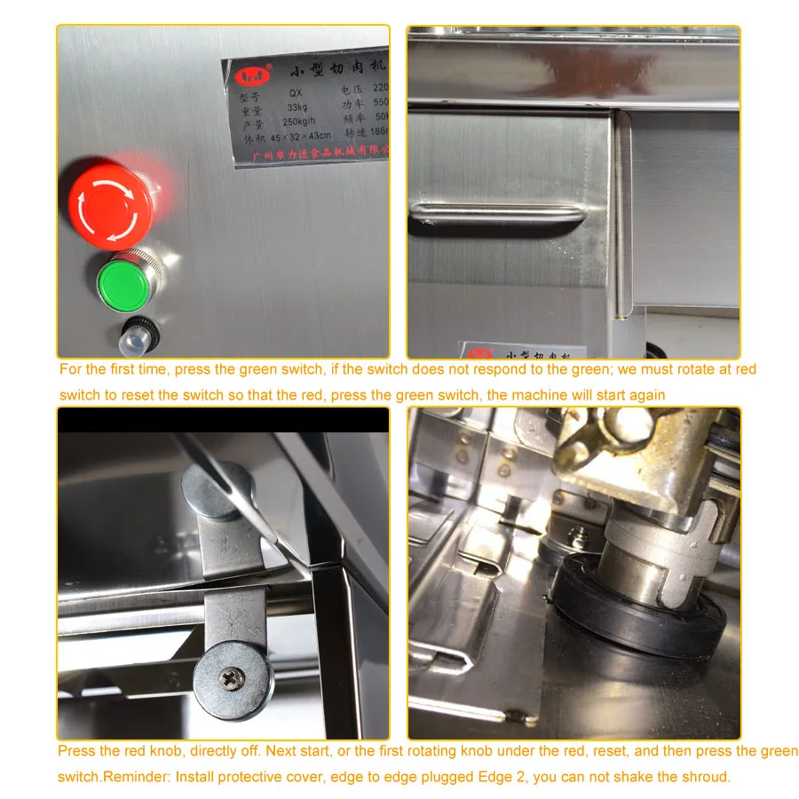 110V/220V Desktop Meat Slicer Stainless Steel Meat Grinder Food Processor Meat Cutting Machine QX