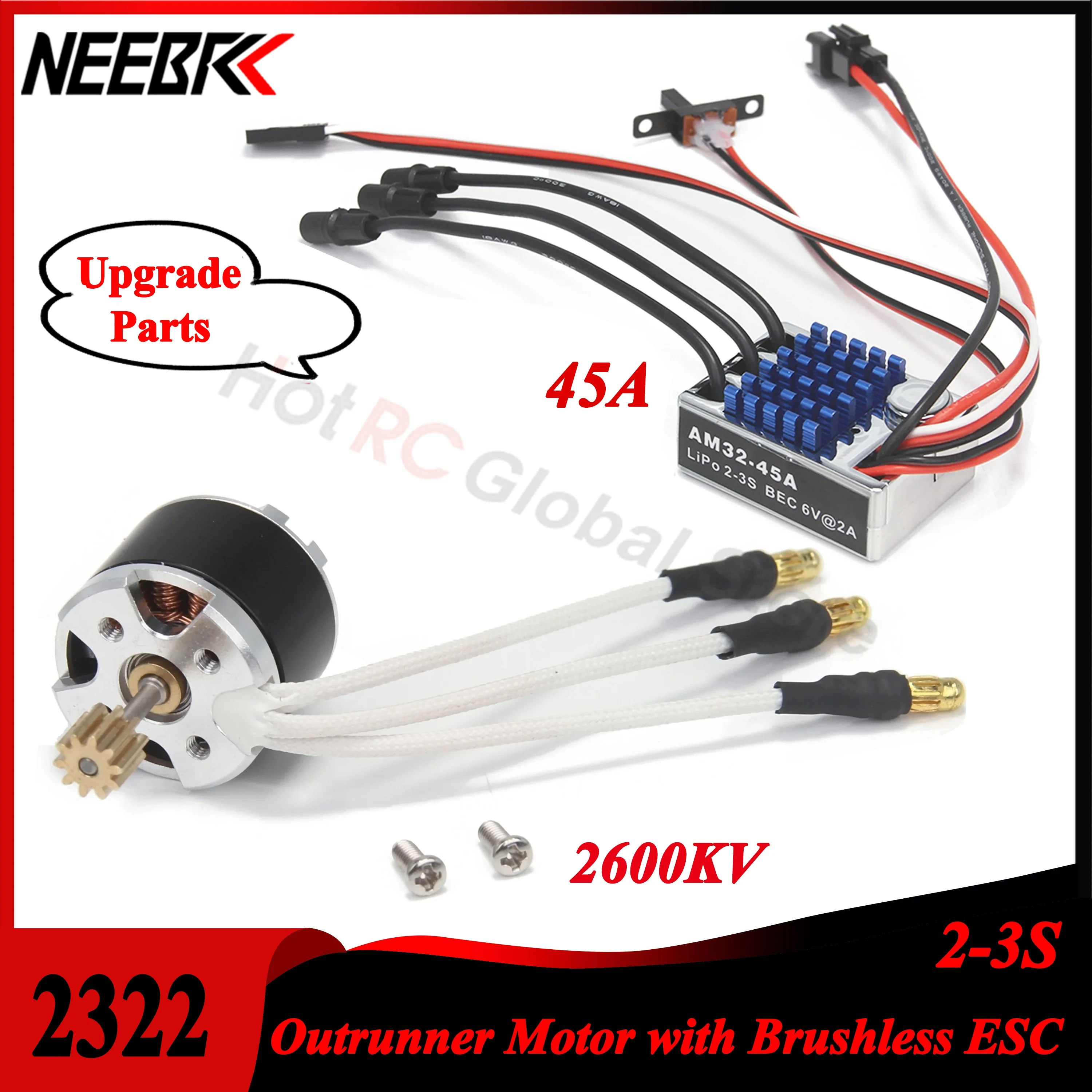 

NEEBRC 2322 2600KV Outrunner Motor AM32 45A Brushless ESC for 1/12 RC Car Crawler Monster MN99S MN168 Model Upgrades Power Kit