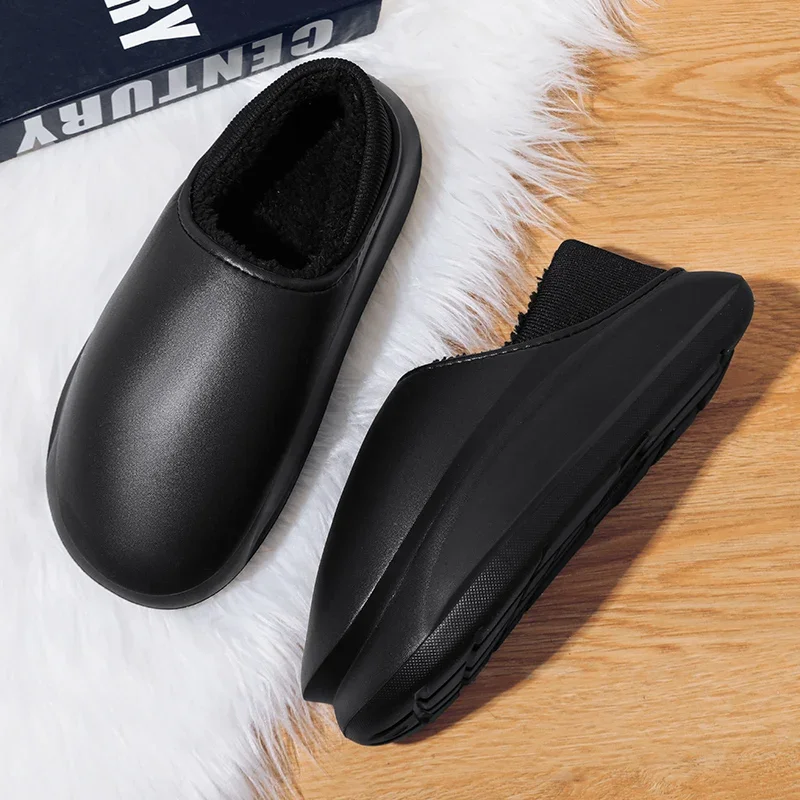 Home Slippers Cotton Shoes Mans Winter Round Toe Hard-wearing Thick Bottom Bathroom Water Proof Bedroom Keep Warm Couple Shoe