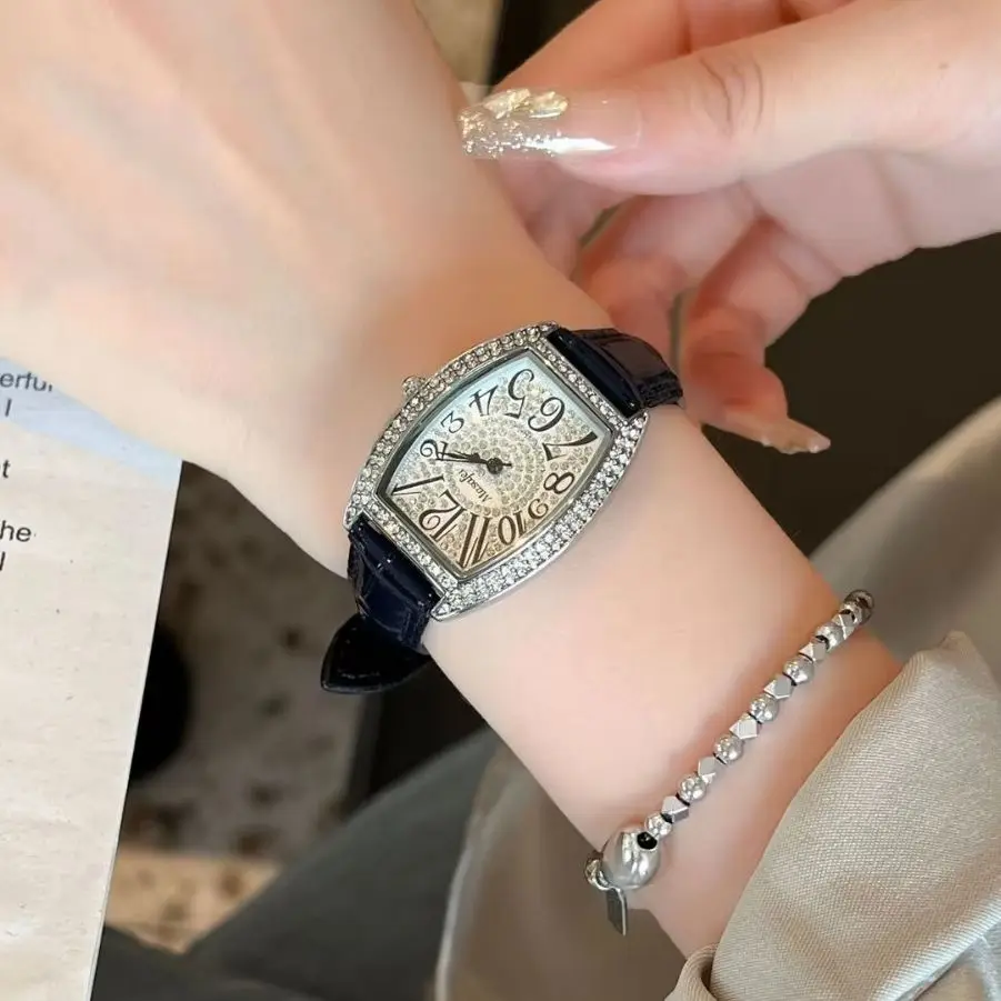 

Часы Tonneau с бриллиантами для женщин, самые продаваемые часы, изысканный компактный циферблат, роскошные часы-браслет, часы AAA, Reloj Mujer