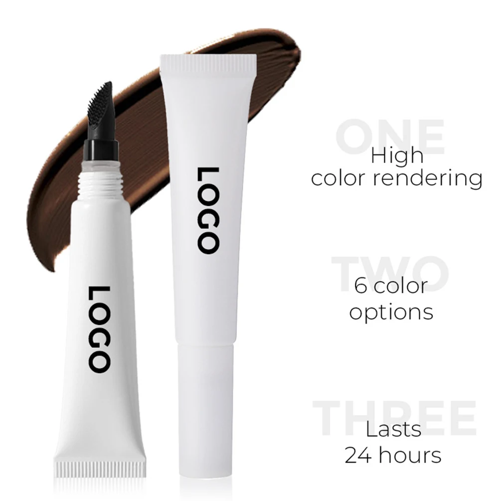 6-farbige Private Label Augenbrauencreme, individuelles Logo, Schlauchschlauch, Augenbrauentönung, wasserfest, natürlich, weiß, schwarz, Paket, Augen-Make-up, vegan