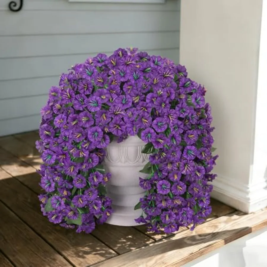 

Fake Flowers for Outdoor Decoration, 2 Pcs Spring Silk Morning Glory, Artificial Trailing Vines UV Resistant Realistic for Porc