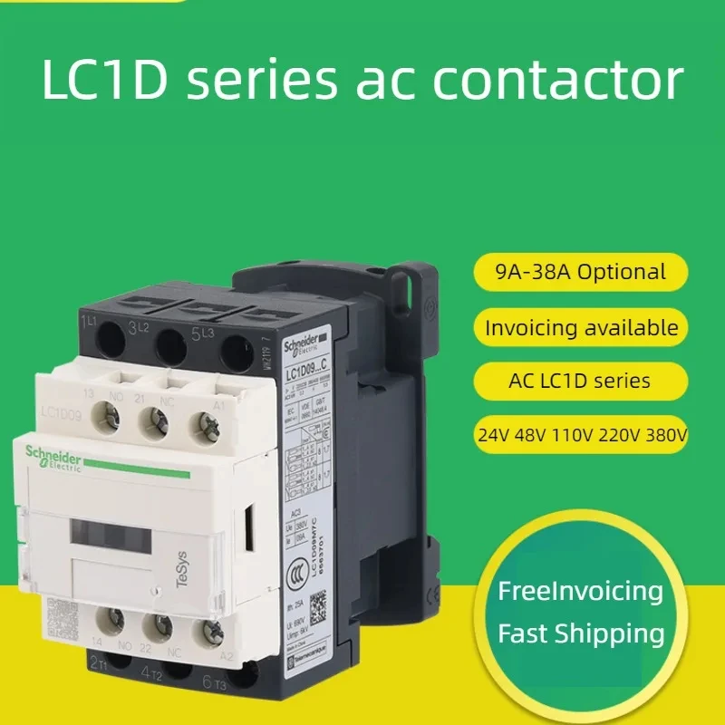 

Schneider AC contactor 220v Three-pole contactor 3P 3 Phase 3-Pole 50/60Hz LC1D25 LC1D32 LC1D38 Coil Voltage 24v 110V 220V 380