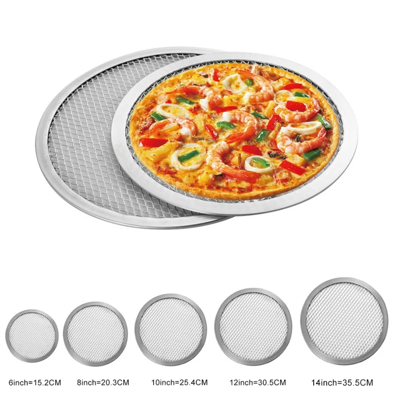 Aluminum Round Pizza  Round Breathable Baking Tray DIY Pizza Screen Baking  Metal Net Non-stick High Temperature Mold For Oven