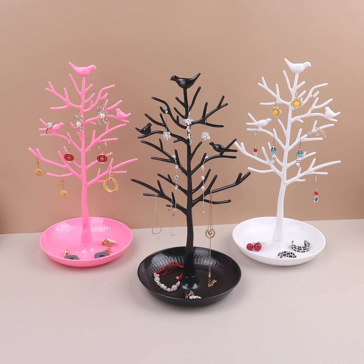 Jewelry Display Stand Tray Tree Storage Racks Earrings Necklaces Rings Jewelry Boxes Case Desktop Organizer Holder Make Up Decor