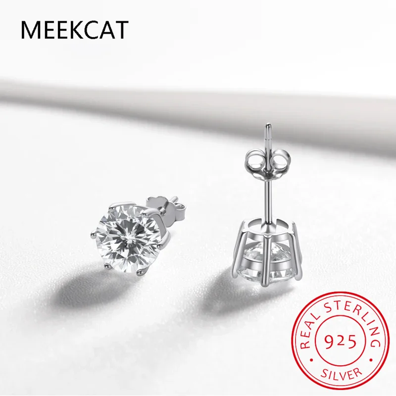 Real 1 CT D Color Moissanite Stud Earrings For Women Top Quality 925 Sterling Silver Sparkling Wedding Jewelry