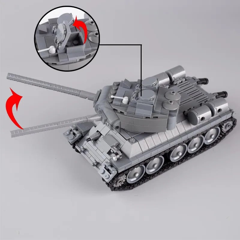 WW2 Military T34 Soviet Tank Building Blocks Armored Vehicle Model Figures Soldiers Weapons PPSH Army Guns Moc Bricks Kids Toys