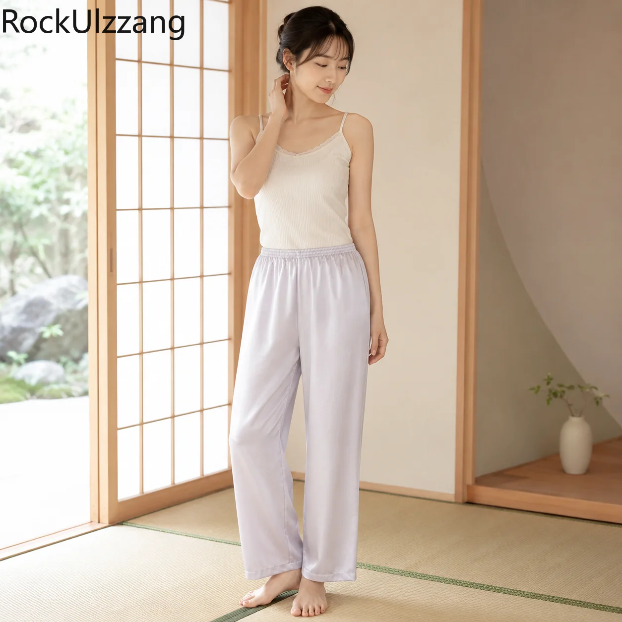 

PLUS SIZE Women’s Satin Silk Pajama Pants Elastic Waist Loose Straight Leg Soft Sleep Trousers Home Lounge Bottoms Summer Unisex