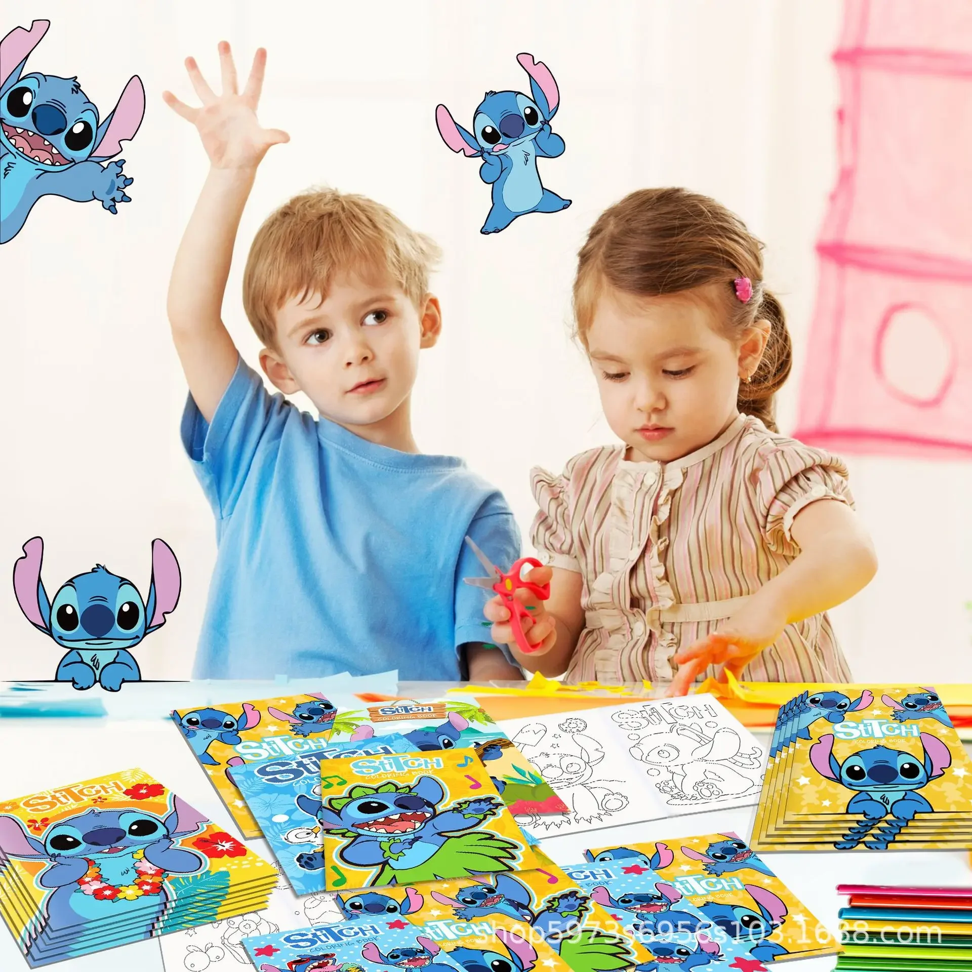 NEW Disney Stitch Anime Color DIY Coloring Book Children\'s Party Cartoon Color Graffiti Drawing Book Kids Learn painting Toys