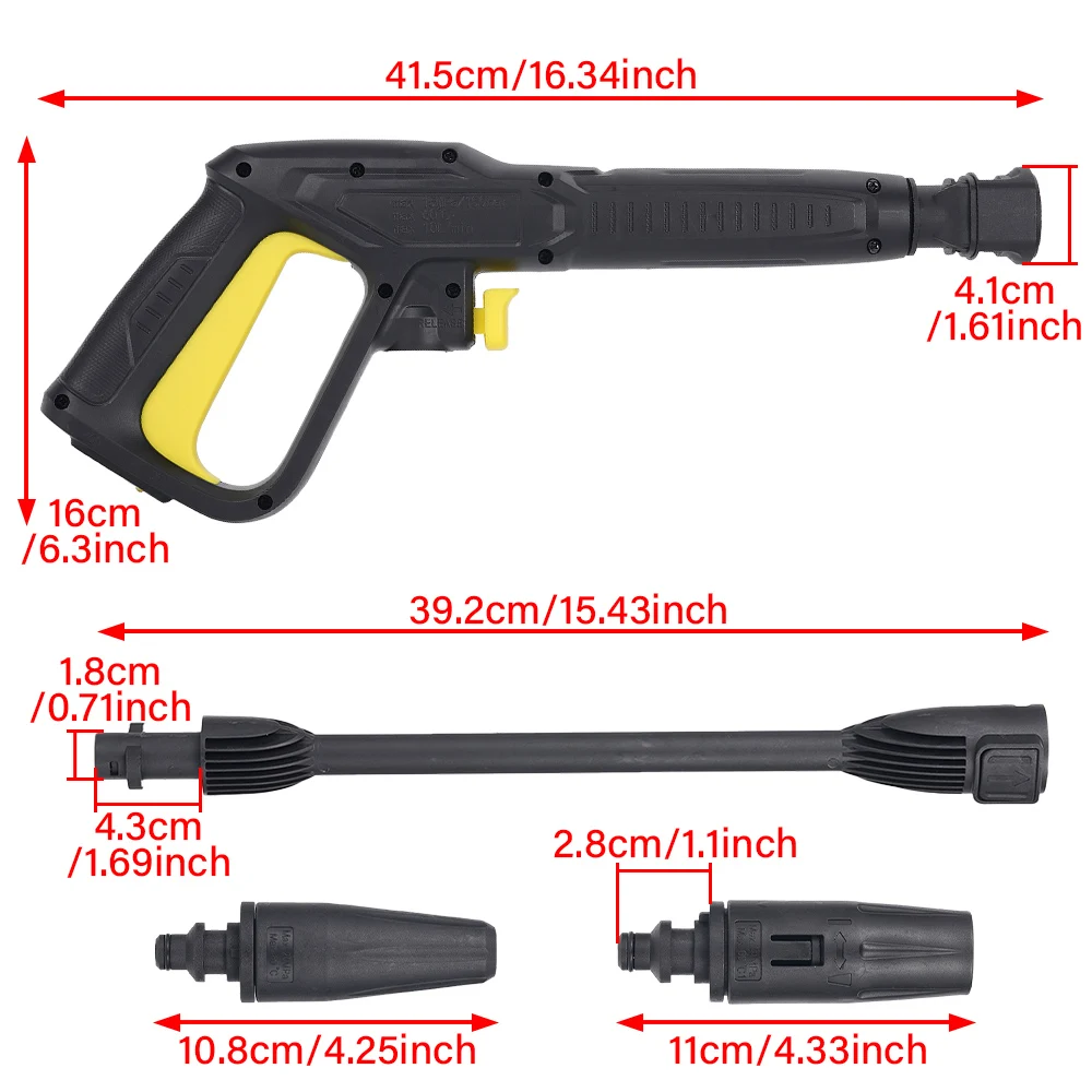 Suitable for Karcher K2 K3 K4 K5 K6 K7 Car Wash High Pressure Cleaning Gun Spray Gun Replacement Gun 15M Nozzle