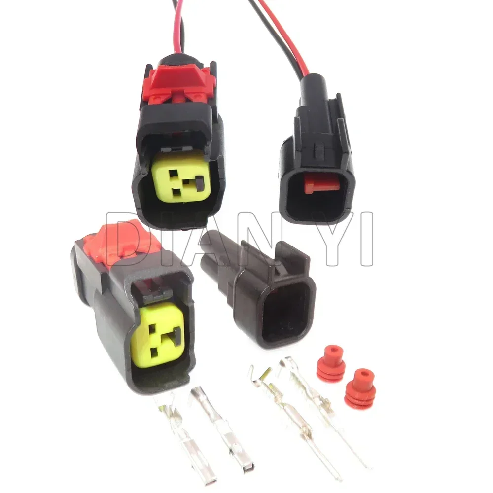 Prises d'amarrage automatiques à 2 voies pour voiture, injecteur de carburant EV6, adaptateur de buse, assemblage AC, connecteur de fil étanche automobile, 1 jeu