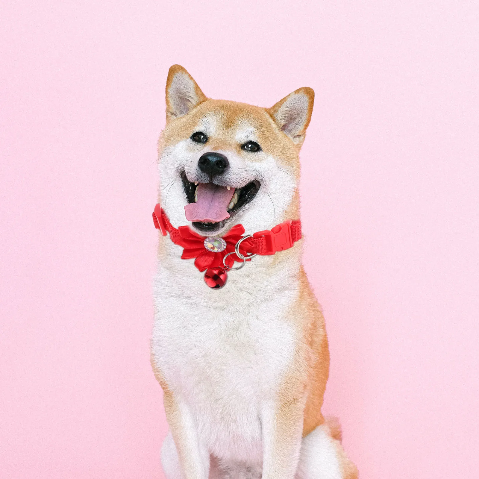 

4Pcs Pet Flower Collar Adjustable Bell Design Durable Puppy Neck Decoration Party Favor Dog Neck Ornament Pet Collar