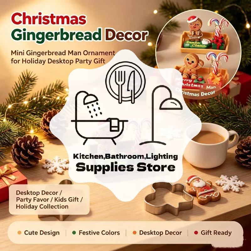 5/6/8Pcs/SET Mini Christmas Gingerbread Man Resin Ornament Set For Desktop Decor DIY Micro Landscape Holiday Decor