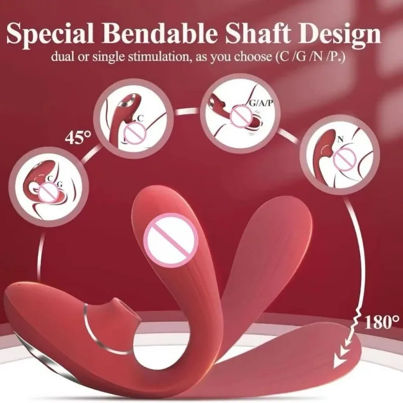 Clitoral Vagina Sucking Vibrator Bendable Clitoris Breasts G-spot Tongue Stimulator 360 Degree Rotating Dildo Female Masturbator