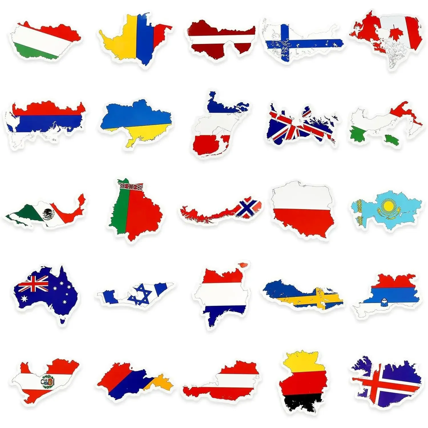 Adesivo decorativo impermeabile per valigia con mappa del paese da 50 pezzi