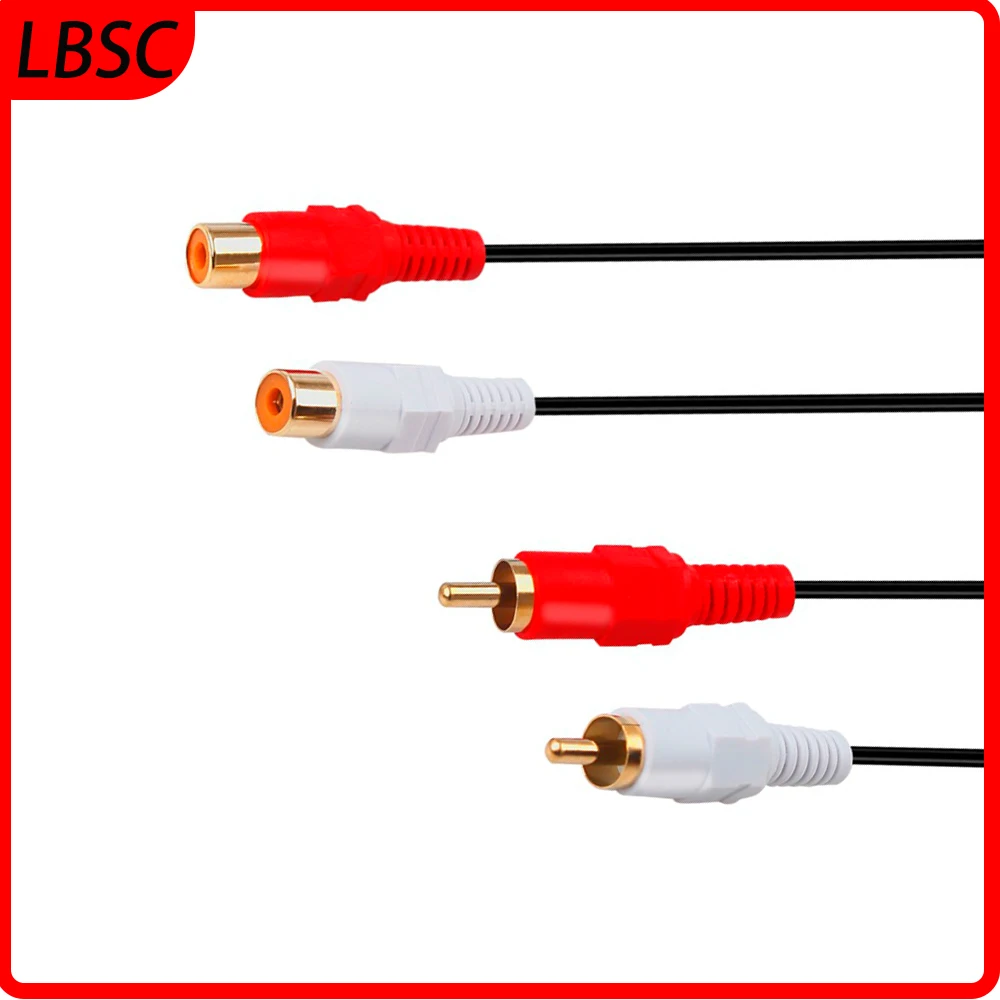 LBSC  RCA Extension Cable - 2RCA Audio Extender Adapter Cable Coupler Male to Female Dual Red/White Connector