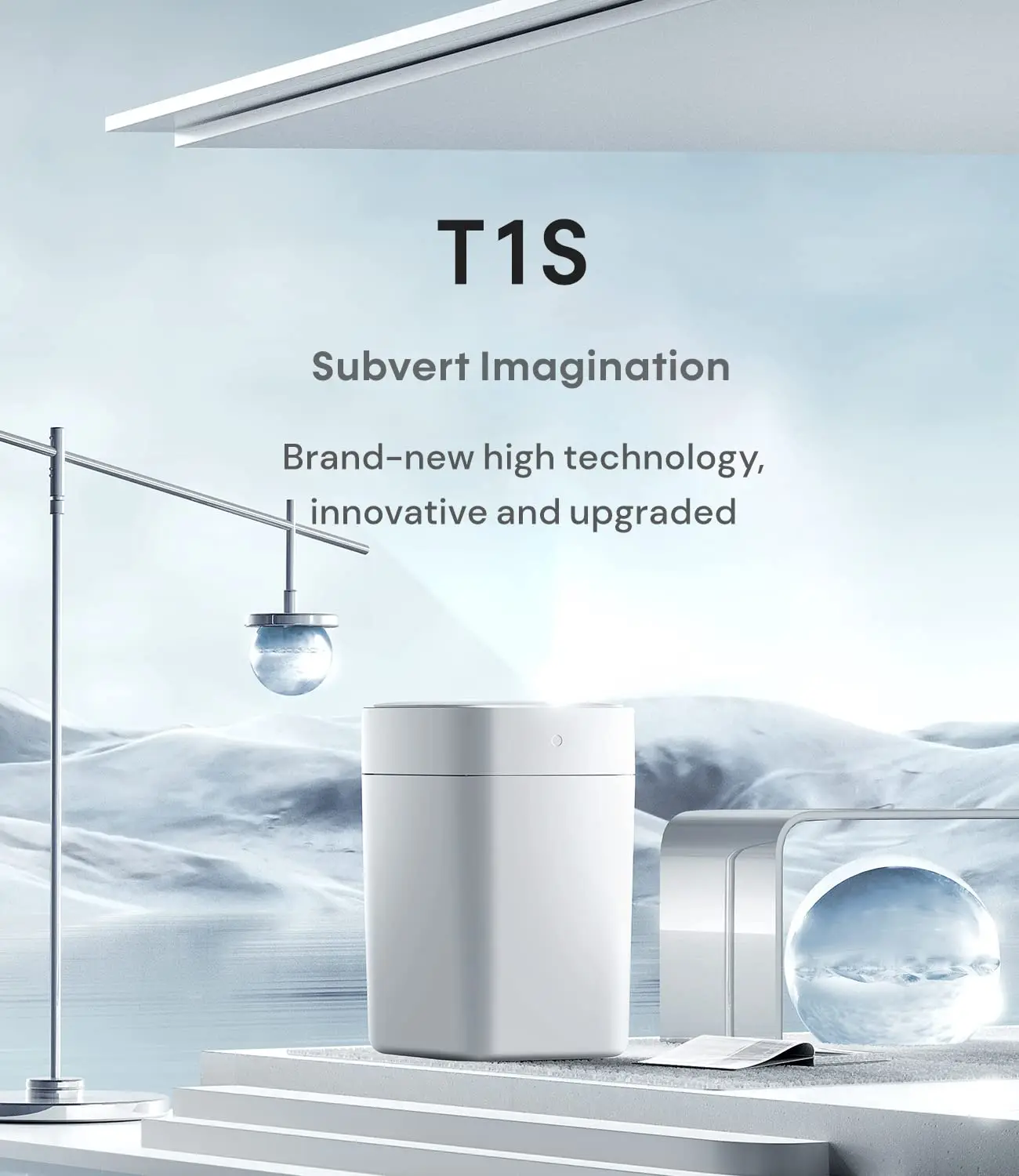 TOWNEW T1S 4.1 Gallon Automatic Self-Sealing and Self-Changing, Motion Sense Activated Trash Can, 2024 Upgrade Smart Garbage Can with Lid for Kitchen Bathroom Office, White