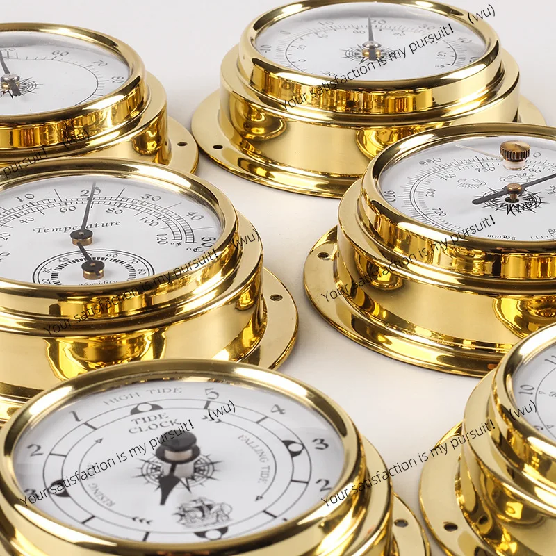 98 مللي متر النحاس قذيفة الزركونيوم مطلي البحرية بارومتر ميزان الحرارة الرطوبة على مدار الساعة ، محطة الطقس أربع قطع الحركة الميكانيكية