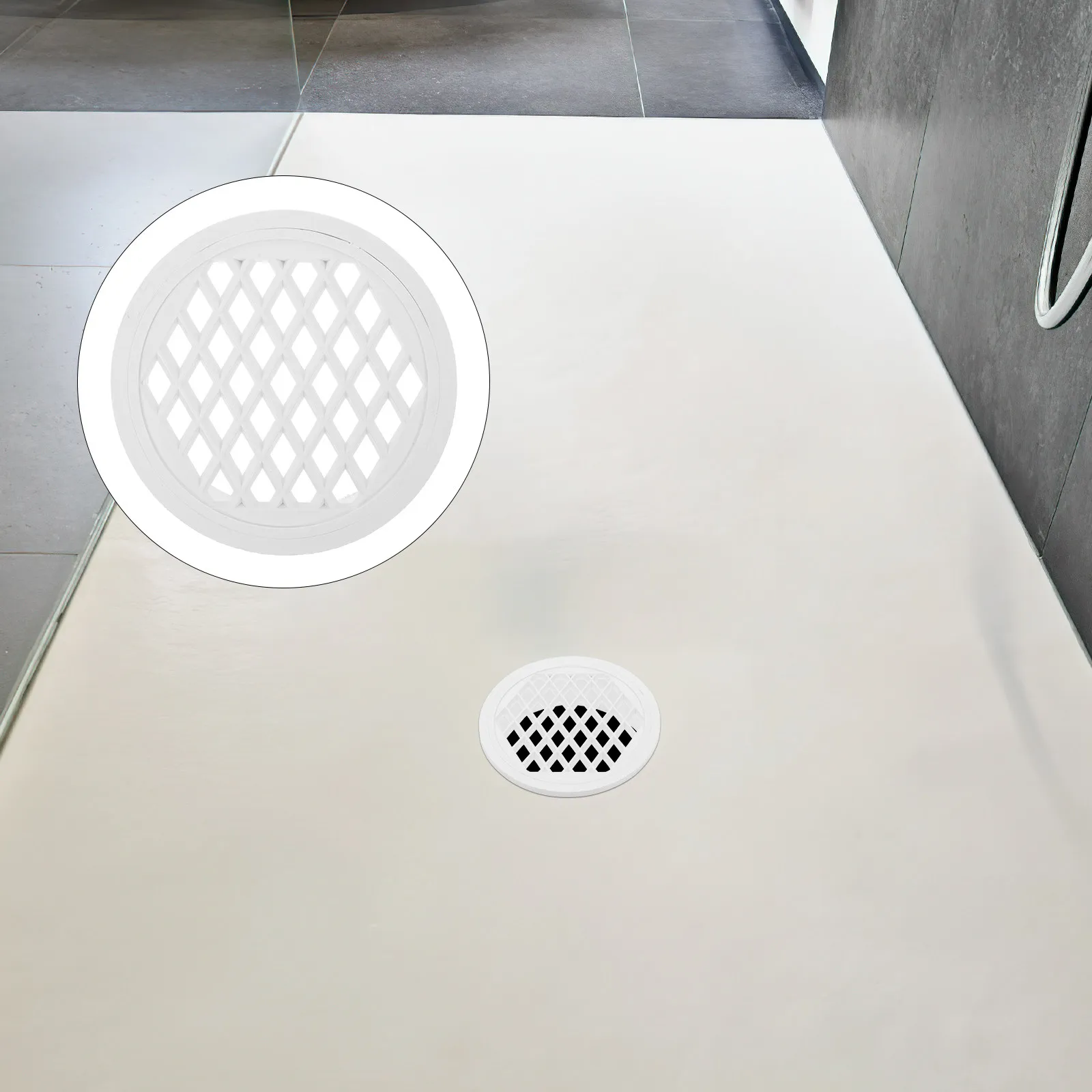 6Pcs Round PVC Drain Covers Insert Floor Drain Grate Covers Anti-Debris Outdoor Bathroom Garage Shower Hair Catcher
