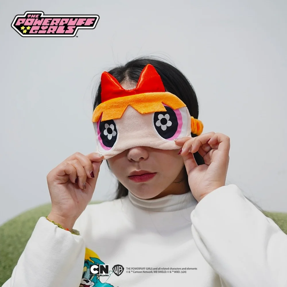Original The Powerpuff Girls Weiche Plüsch-Augenmasken Augenbinde Schlafmaske Niedliche Augenabdeckung Plüschmaske Augenklappe Nickerchen Gesundheit Augenabdeckung