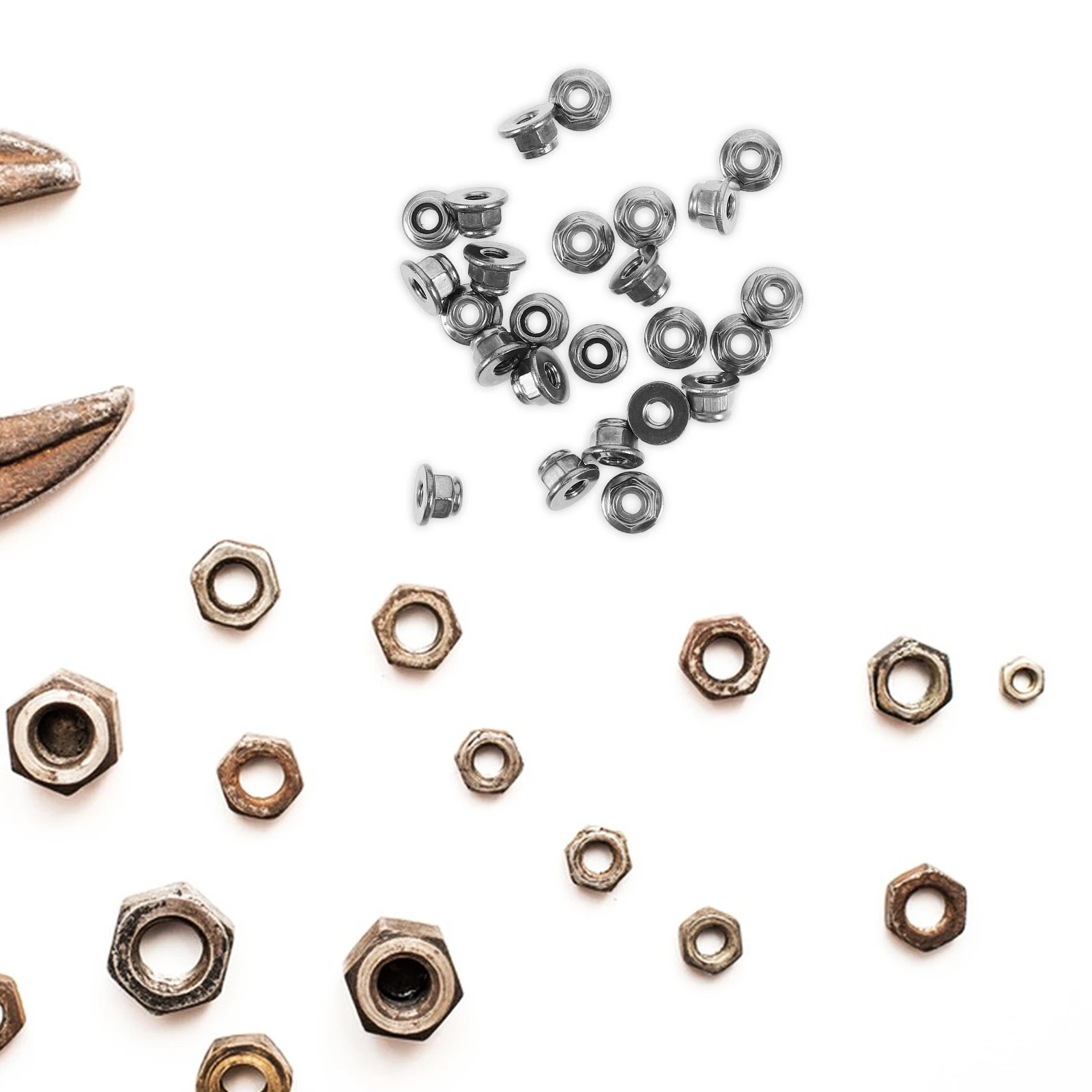 

25 Pcs Hex Flange Nuts Hexagon Nonslip Non-slip Grey Stainless Steel Industrial