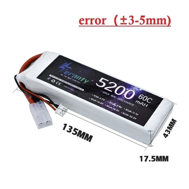 Akumulator Lipo 2S 5200mAh 7.4V do dronów wyścigowych FPV RC Car Boat Helicopter Airplane Parts Akumulator 7.4V z wtyczką XT60 TRX XT90 T