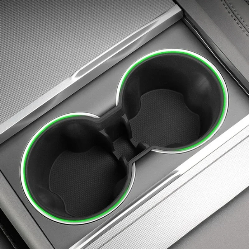 For Tesla Model Y LAUNCH 2025 Water Cup Holder Insert Center Console Organizer Silicone Storage Box Newest Juniper Accessories