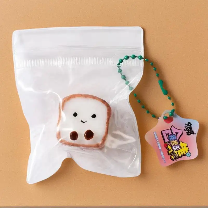 5 pièces de jouets à presser mignons en forme de nourriture de dessin animé, mini jouets anti-stress à pression lente, porte-clés, pendentif, jouets sensoriels de décompression pour enfants et adultes