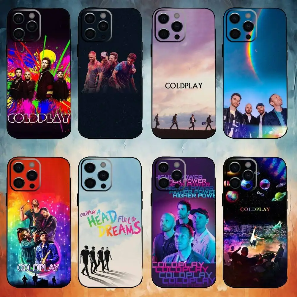 حافظة هاتف C-Coldplay Band لهاتف iPhone17,16,15,14,13,12,11 Plus، Pro Max غطاء أسود ناعم #1