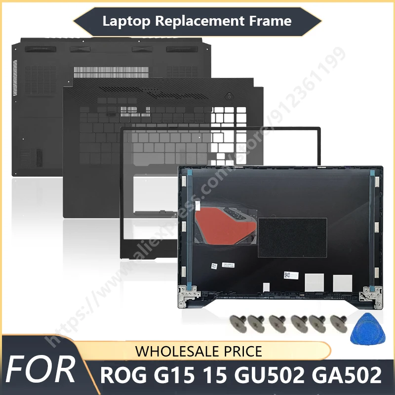 NEW For  ASUS ROG G15 15 GU502 GA502 LCD Back Cover Front Bezel Palrmest Lower Bottom Case replacement frame