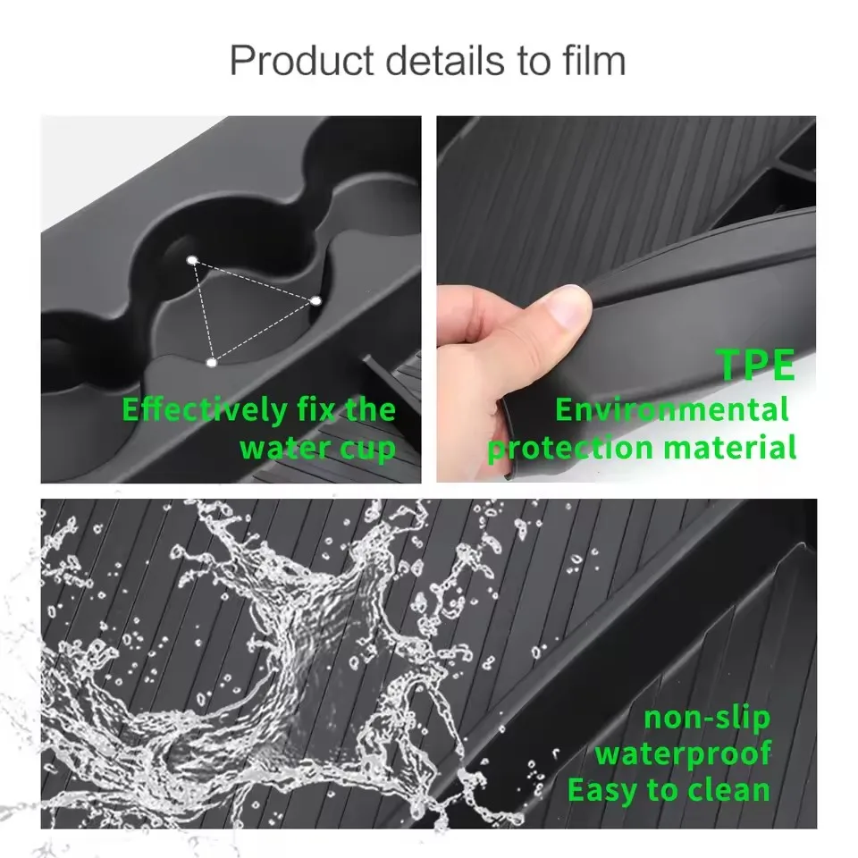 ل RIVIAN R1T صندوق تخزين وحدة التحكم المركزية TPE الطبقة السفلية المركزية درج منظم اكسسوارات السيارات الداخلية #5