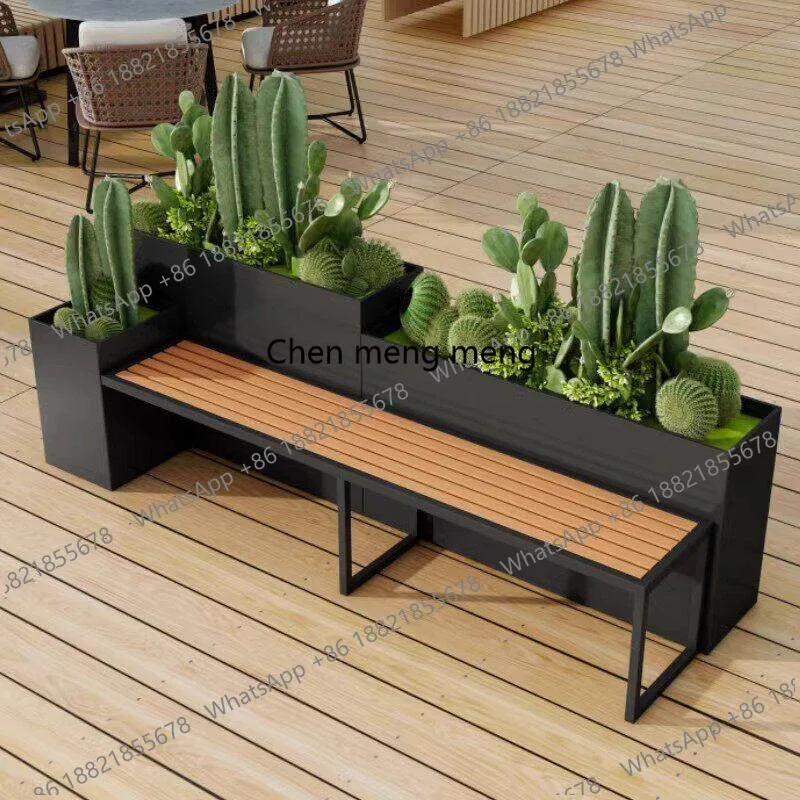 French Outdoor Wrought Iron Garden Bench Modern Designer Commercial Leisure Seat Flower Bed Aesthetic Outdoor Furniture