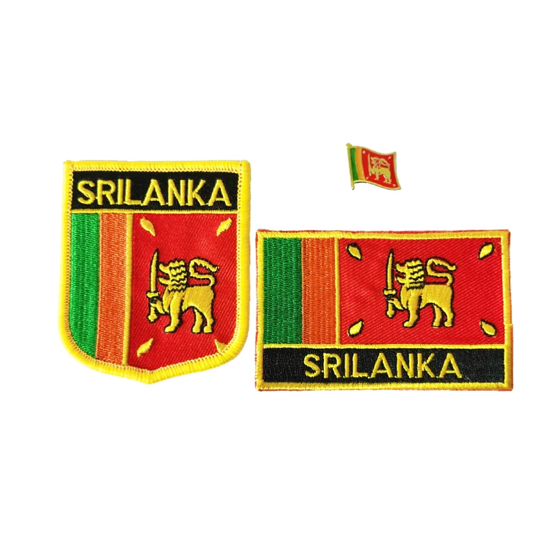 Sri lanka-国国旗が刺繍されたバッジ,ガラス,正方形の形状,布張りの1セット,アームバンドバックパックの装飾