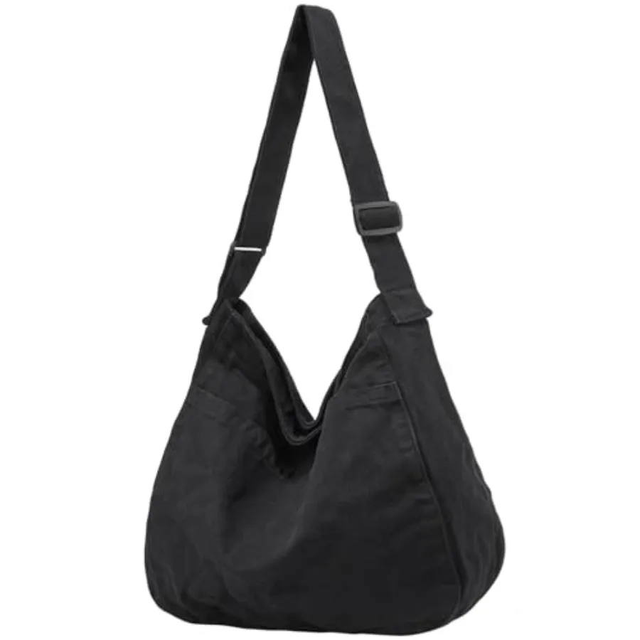 

Canvas Tote Bag Casual Hobo Crossbody Shoulder Bag for Women and Men Large Purse Messenger Bag Travel Work