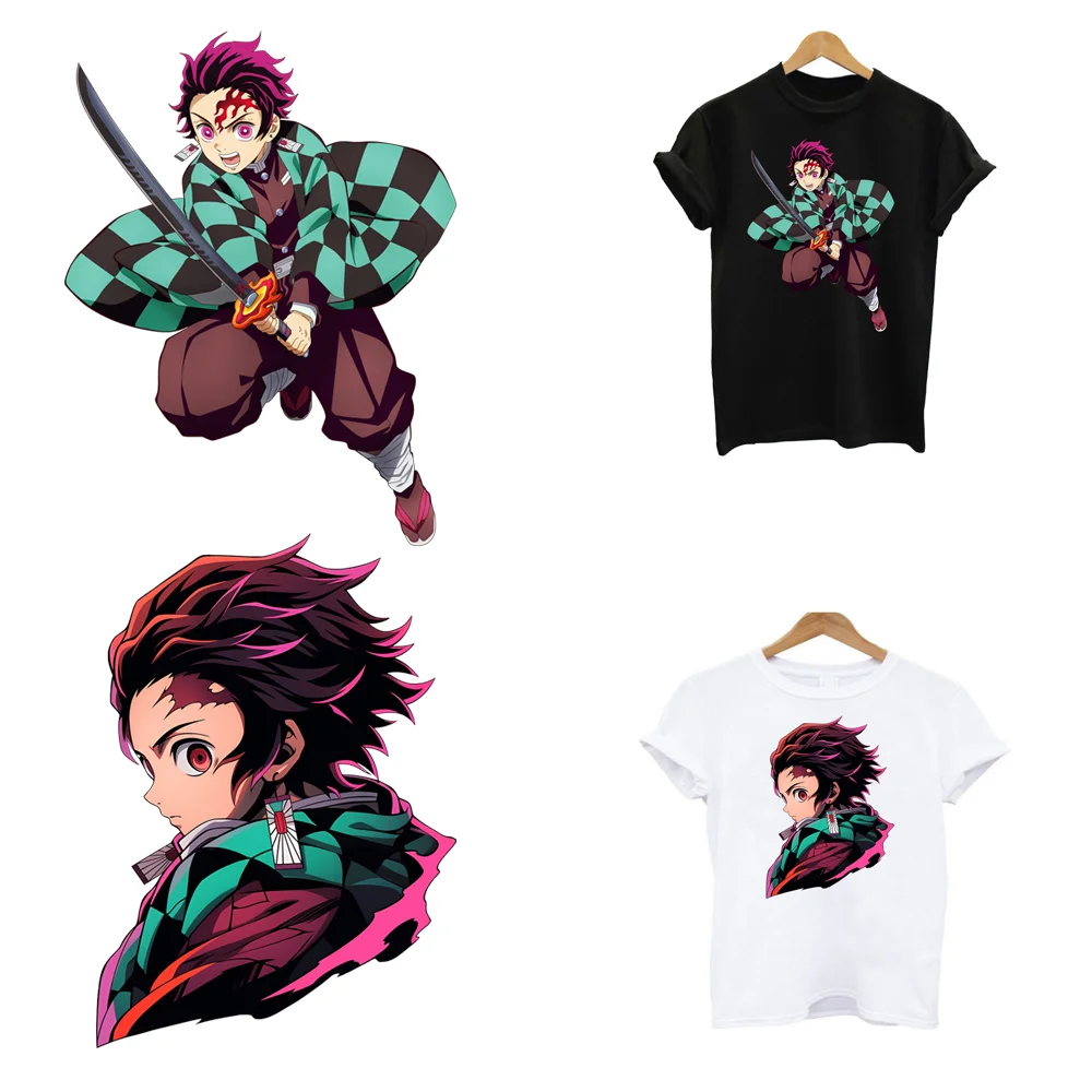 Ironing Iron On Patches Demon Slayer Kimetsu No Yaiba Kamado Tanjiro T Shirt Sticker Anime Thermal Transfer Printing Clothing
