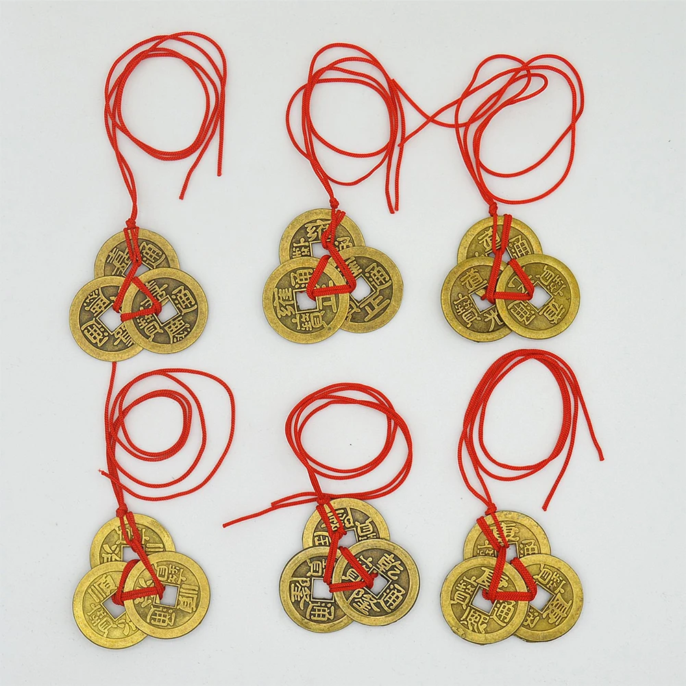 1 Set Of 3 Chinese Feng Shui Coin For Wealth And Success Lucky Lucky Charms Copper Coin Antique Pendant Best Wishes Gifts