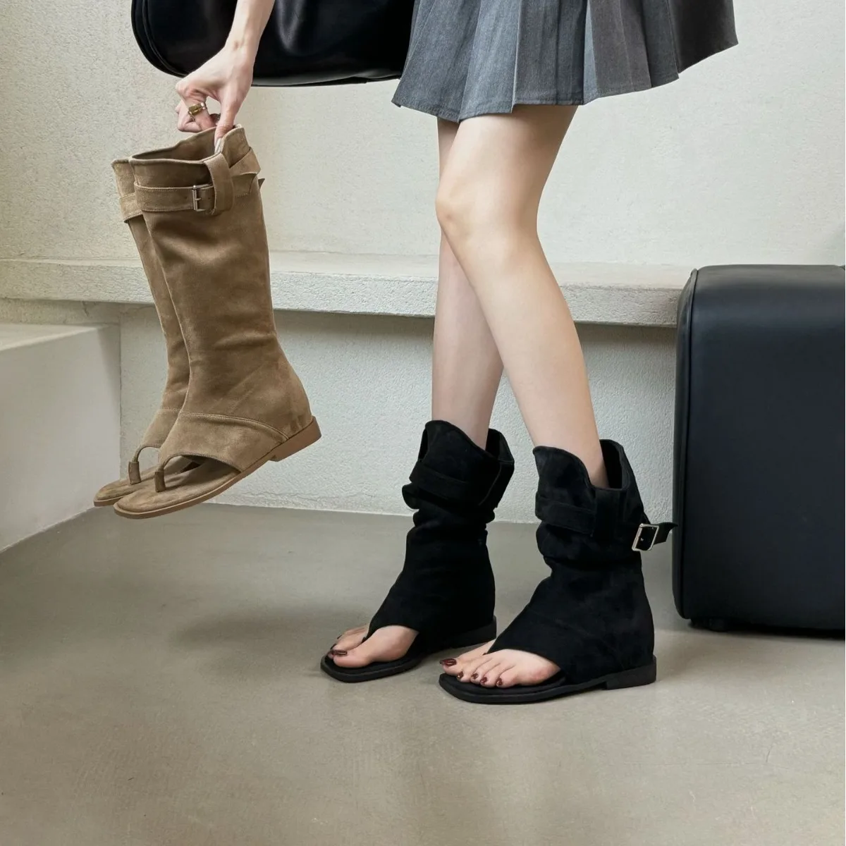 

Wedge Boots Sexy Thigh High Heels High Sexy Summer Women's Shoes Luxury Designer Boots-Women Round Toe Over-the-Knee Sandals Fa