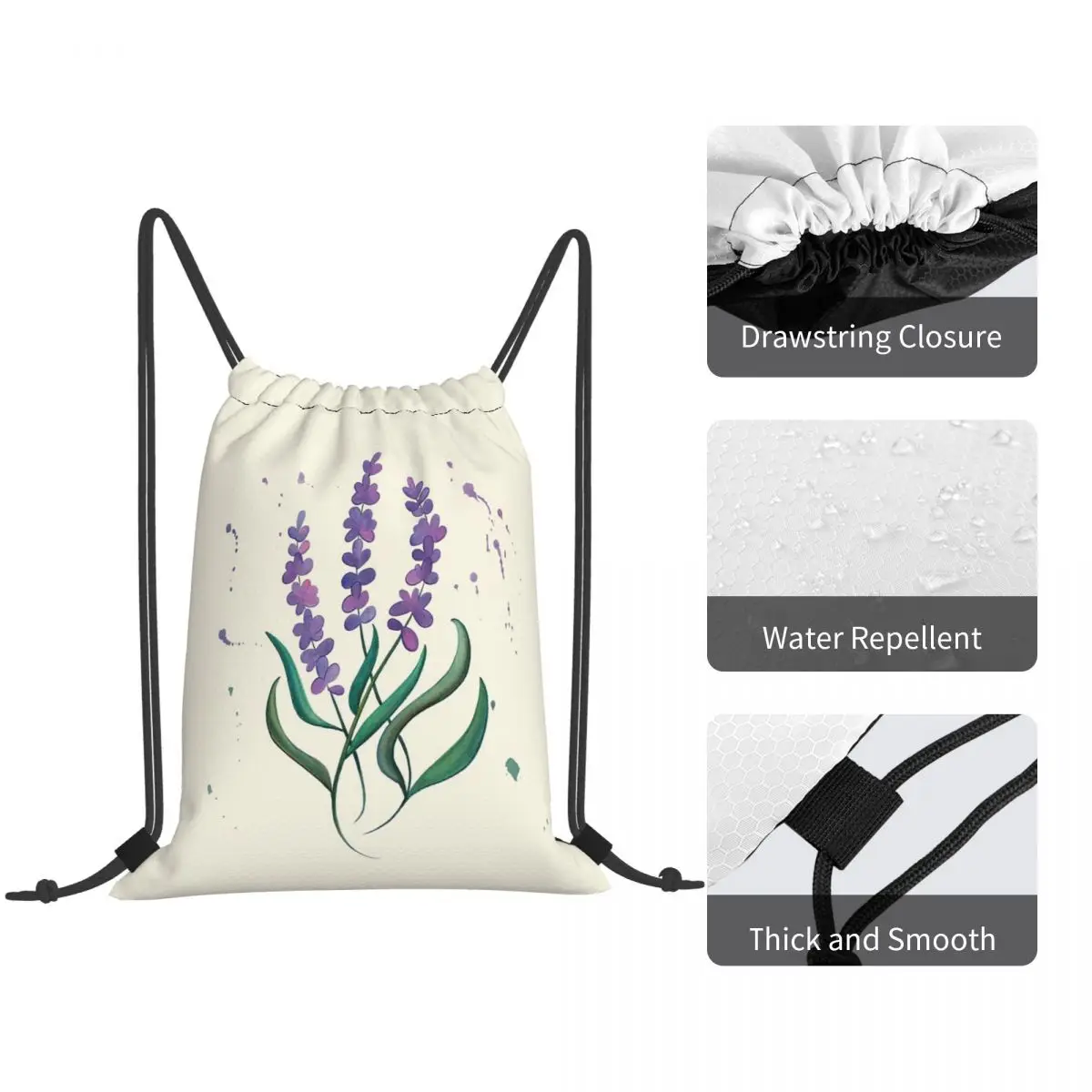 Dancing Lavender Backpacks Casual Drawstring Bags Shoes Bag Book Bags for Travel School
