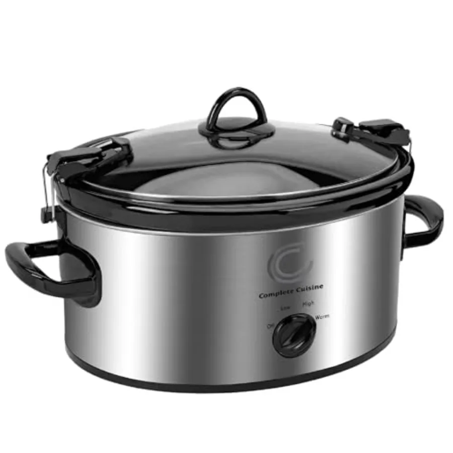 

6-Quart Oval Slow Cooker with Locking Lid and Stainless-Steel Exterior