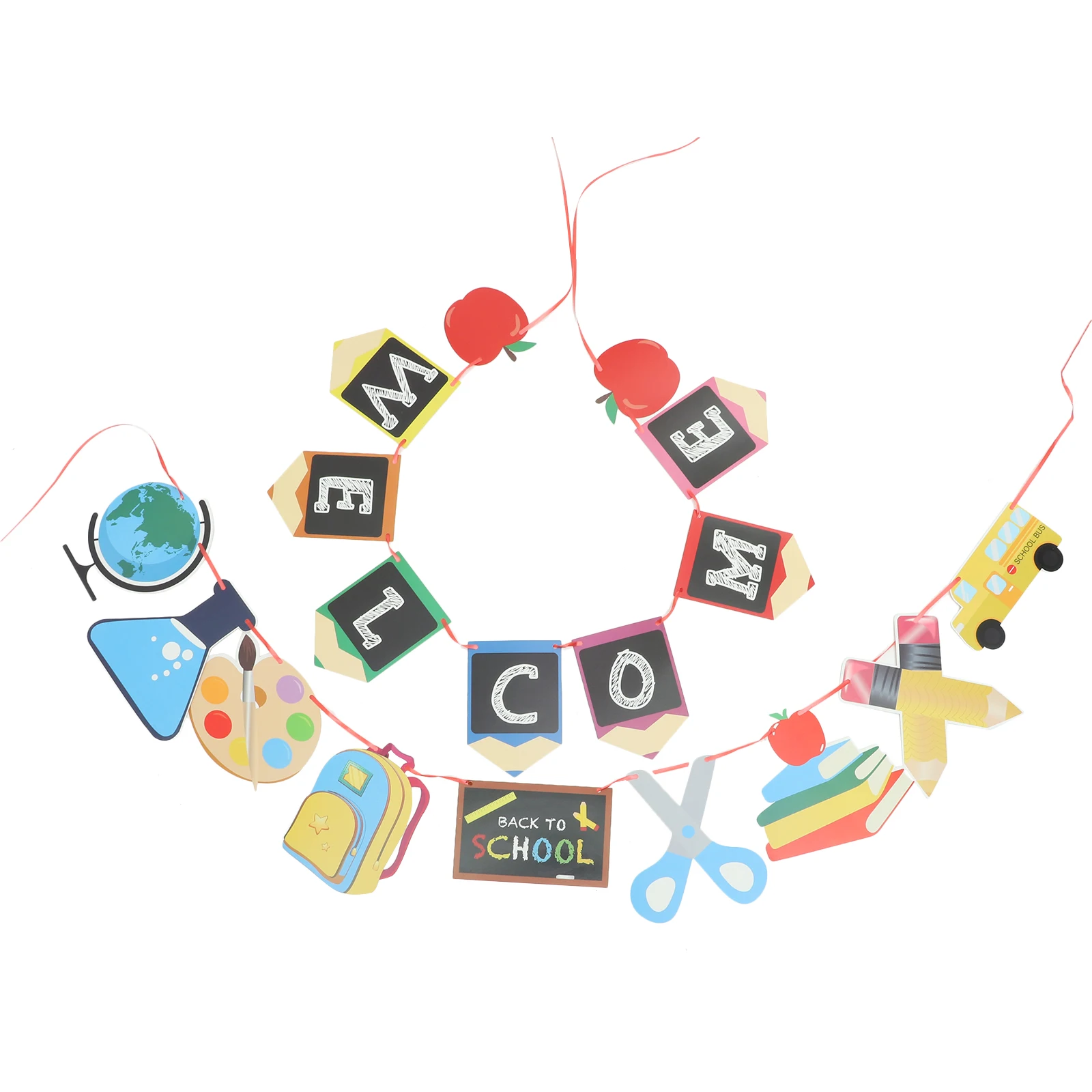 

Welcome Back to School Banner Paper Clear Printing Reusable Decor Classroom Wall Door Party Supplies Hanging Flags