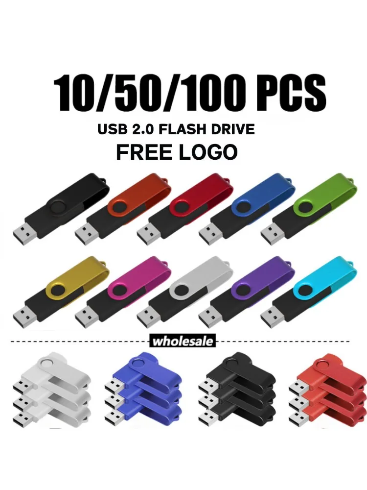 Free Laser Logo Real Capacity 10/50/100PCS Pendrive 1GB 2GB 4GB 8GB USB Stick 16GB 32GB 64GB Memory Flash USB2.0 Flash Pen Drive