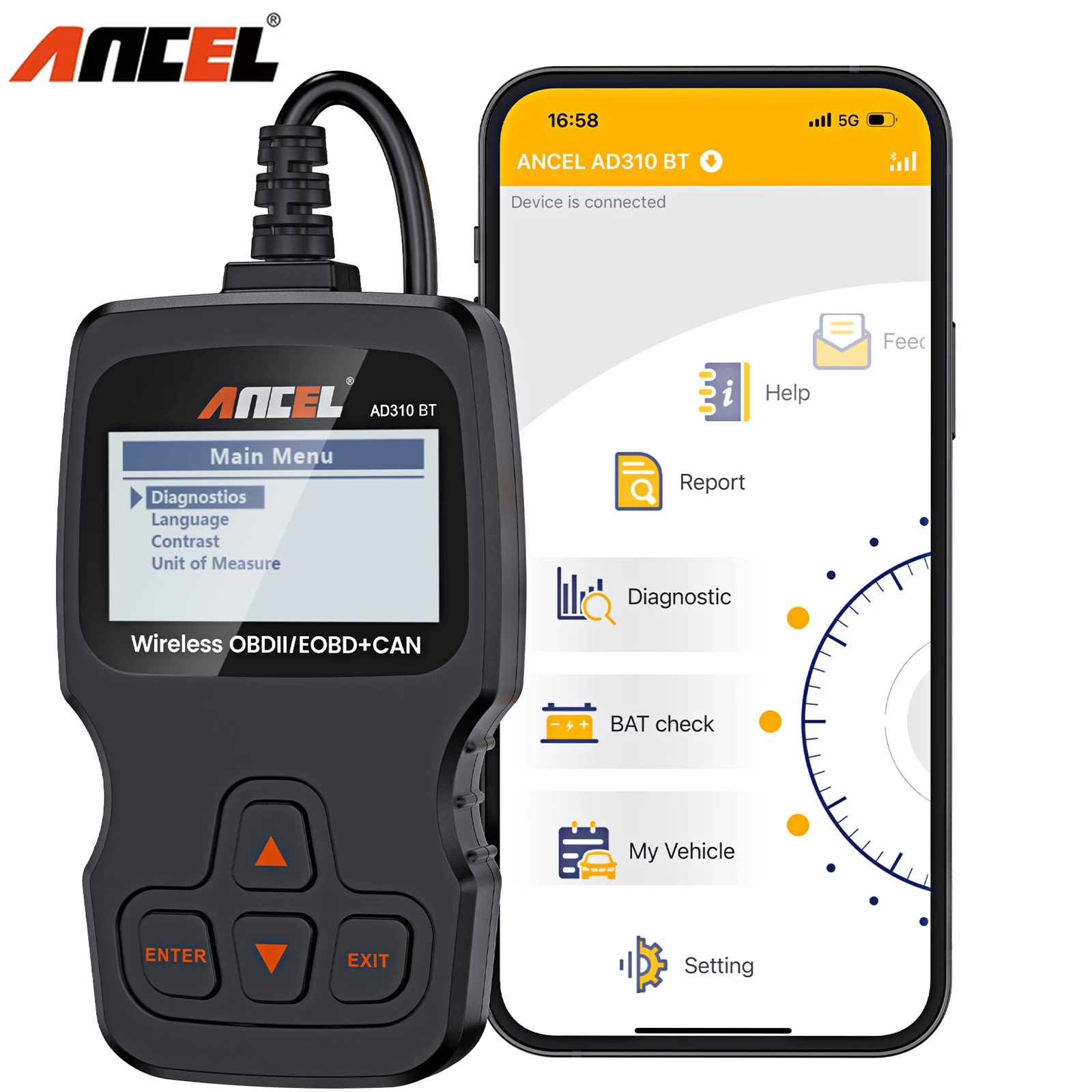 

ANCEL AD310 BT Bluetooth OBD2 Scanner Universal OBD II Automotive Scanner Car Engine Fault Code Reader CAN Diagnostic Scan Tool