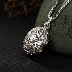 925 Thai Silver Retro Arabesquitic Glossy Hollow Out Can Open The Vintage Exquisite Pendant Necklace Unique Ethnic Style Jewelry